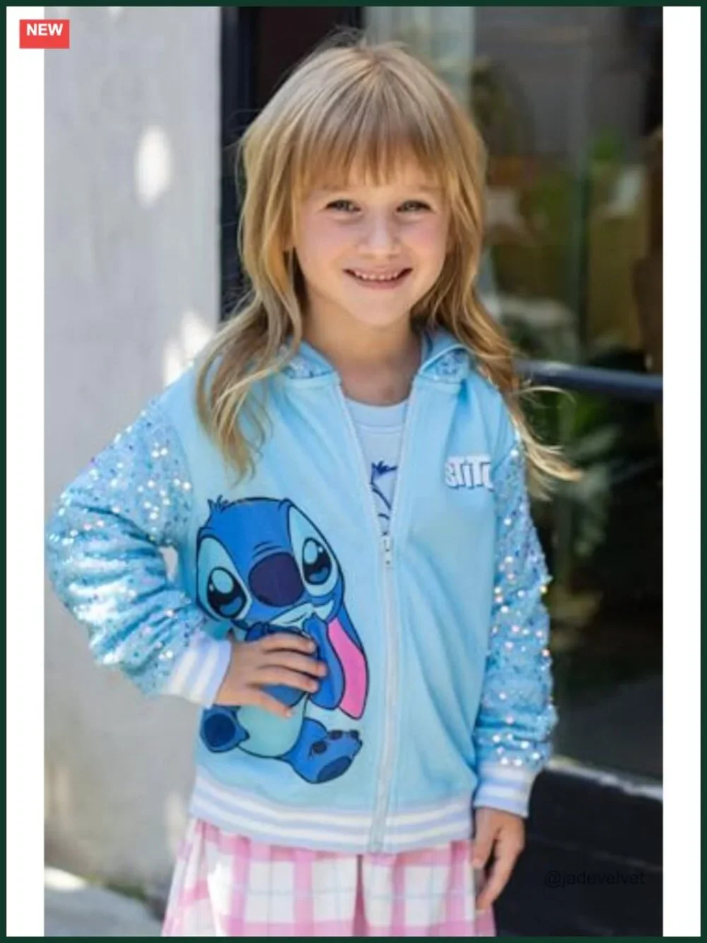 Girls Hooded Sweatshirt Jacket Sequin Stitch Full Zip